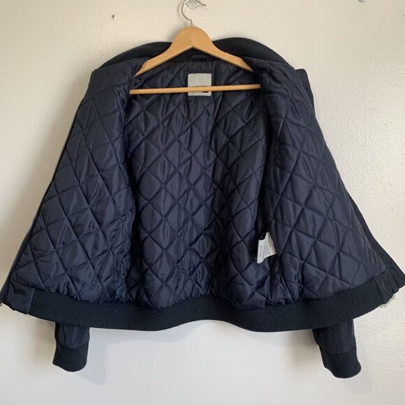 Levi’s Women Sherpa Bomber Jacket L Ivory Blue Full Zip Pocket Quilted Lined Y2K - Picture 7 of 12